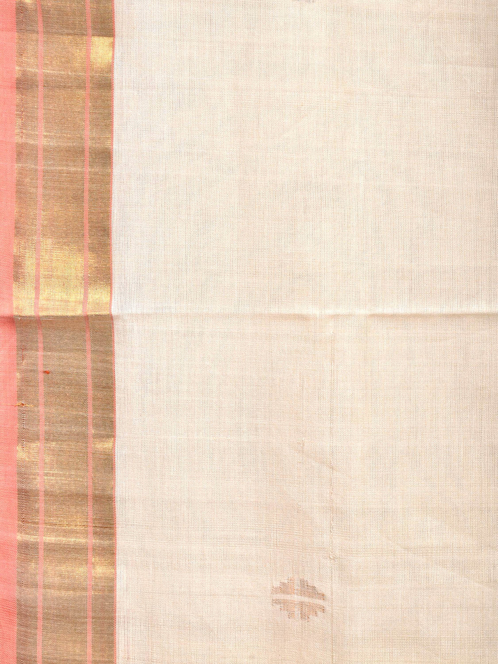 White Uppada Cotton Handloom Saree with Mango Design Pallu - Global Threads | Grocsy