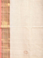 White Uppada Cotton Handloom Saree with Mango Design Pallu - Global Threads | Grocsy