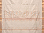 White Uppada Cotton Handloom Saree with Mango Design Pallu - Global Threads | Grocsy