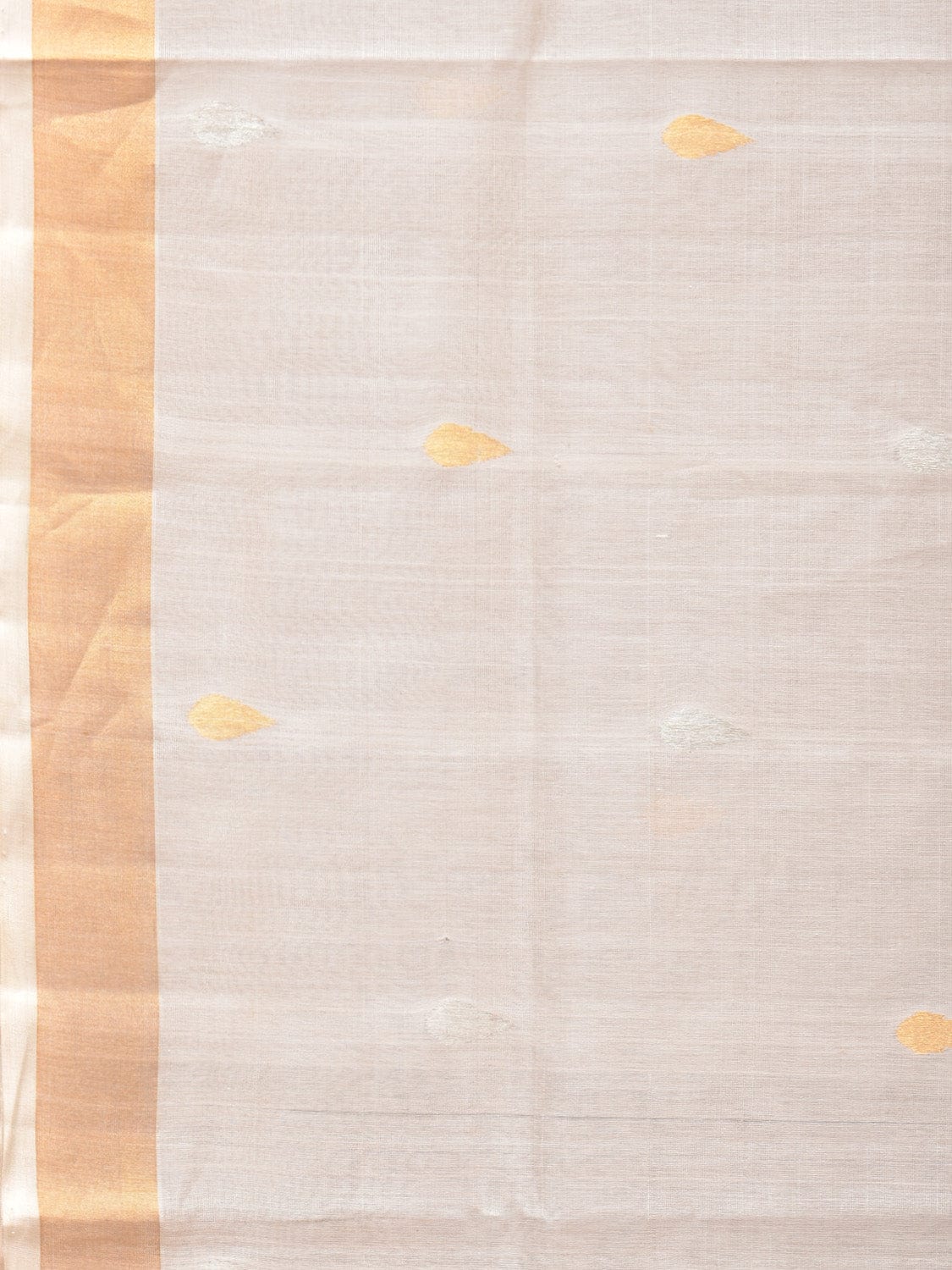 White Uppada Cotton Silk Handloom Saree with Hamsa Pallu Design - Global Threads | Grocsy