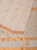 White Uppada Cotton Silk Handloom Saree with Hamsa Pallu Design - Global Threads | Grocsy
