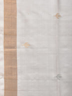 White Uppada Silk Handloom Saree with Jamdani Pallu Design - Global Threads | Grocsy