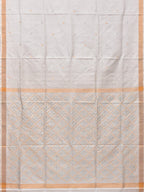 White Uppada Silk Handloom Saree with Jamdani Pallu Design - Global Threads | Grocsy