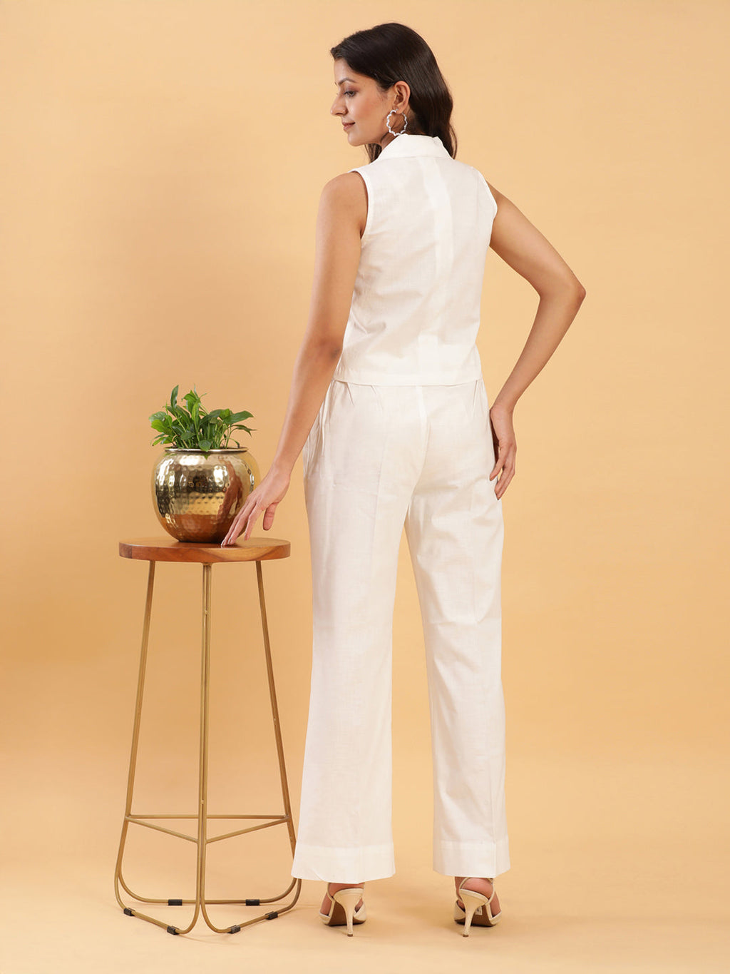 BohoJazz Formal Serene White Waistcoat with Trousers Co-ord Set | Grocsy