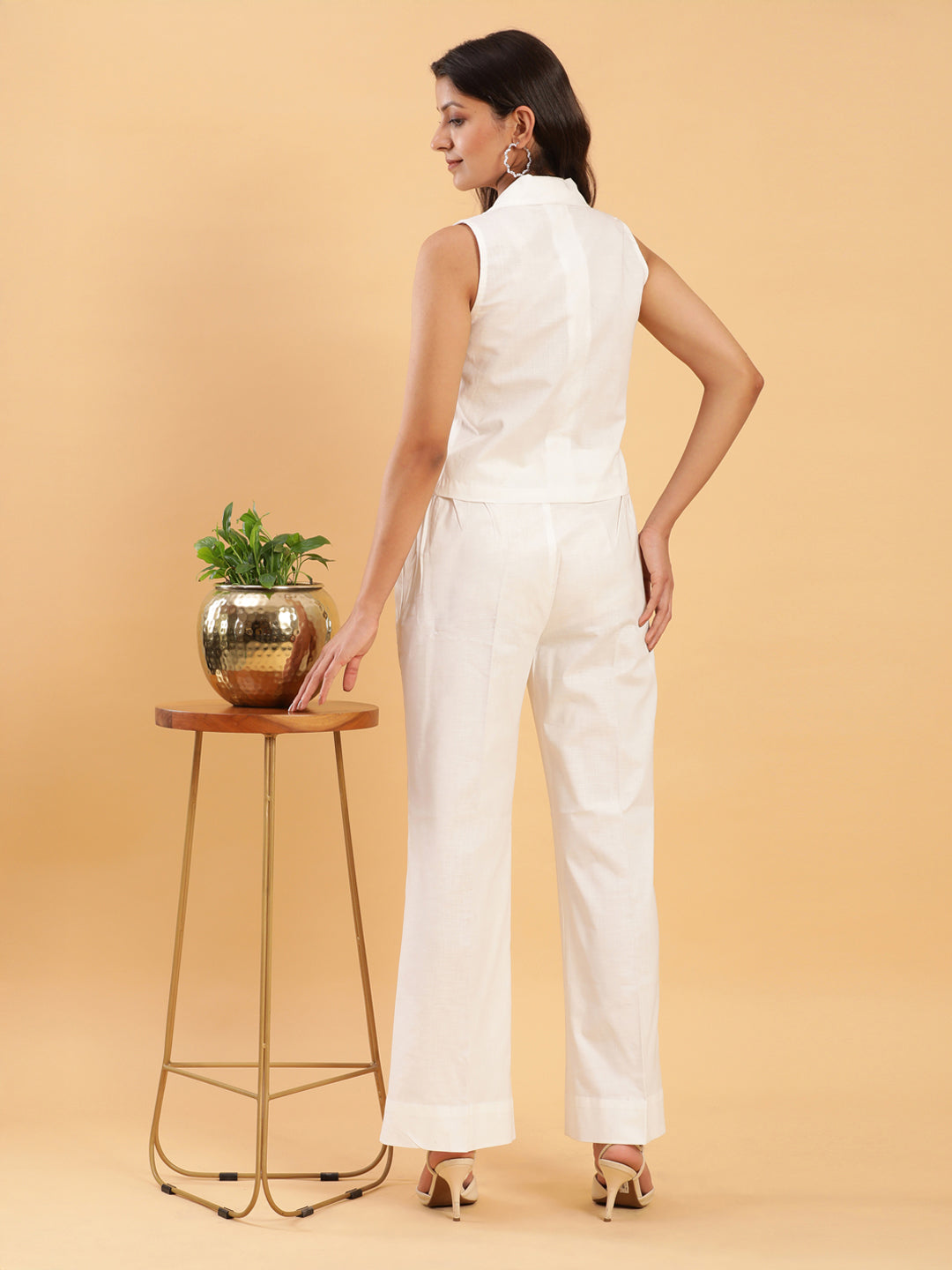 BohoJazz Formal Serene White Waistcoat with Trousers Co-ord Set | Grocsy