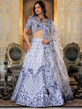 Tulsi Art Graceful White Satin Thread Embroidered Party Wear Lehenga Choli | Grocsy