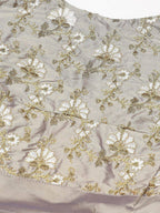 Tulsi Art White & Taupe Embroidered Semi-Stitched Myntra Lehenga & Unstitched Blouse With Dupatta | Grocsy