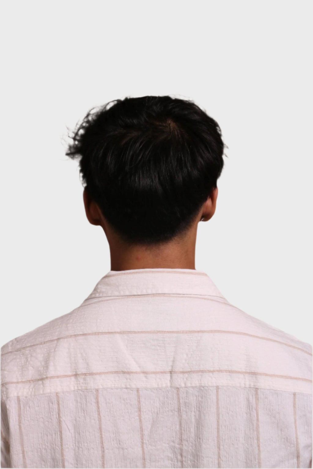 Jonesburg Men's White Beige Stripes Textured Relaxed Fit Shirt | Grocsy