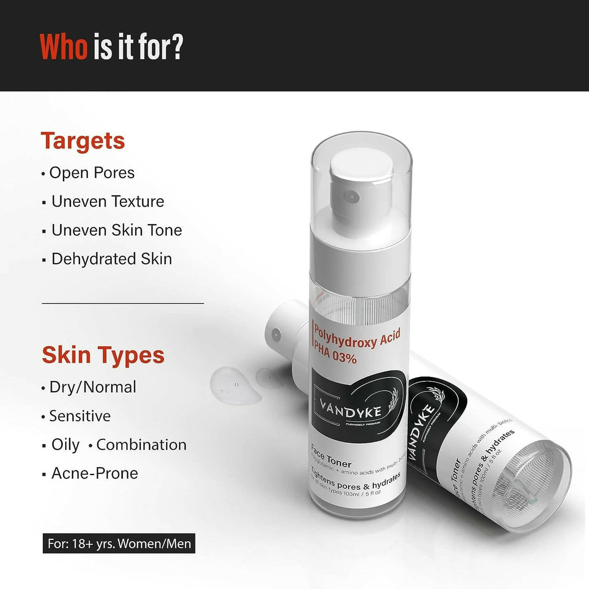 Vandyke 3% PHA Face Toner | Grocsy
