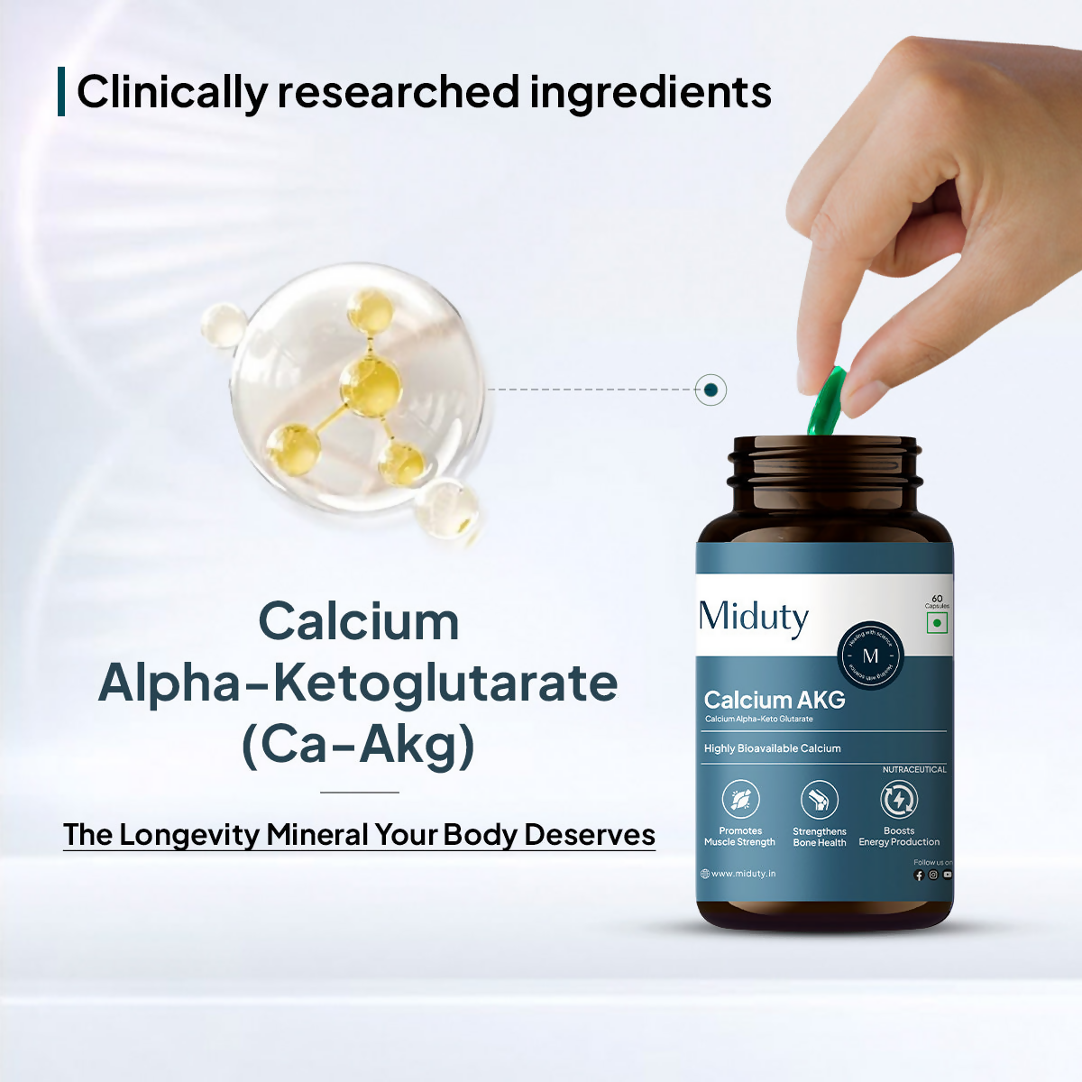 Miduty by Palak Notes Calcium Alpha-Ketoglutarate (AKG) Capsules | Grocsy