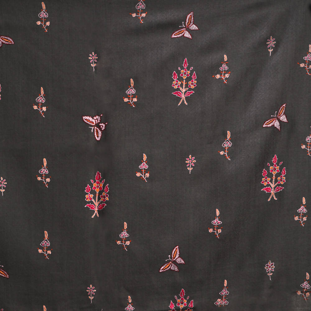 Nizalia Handmade Paper Mache Soozni Work Dark Grey Pashmina - Limited Time Offer | Grocsy