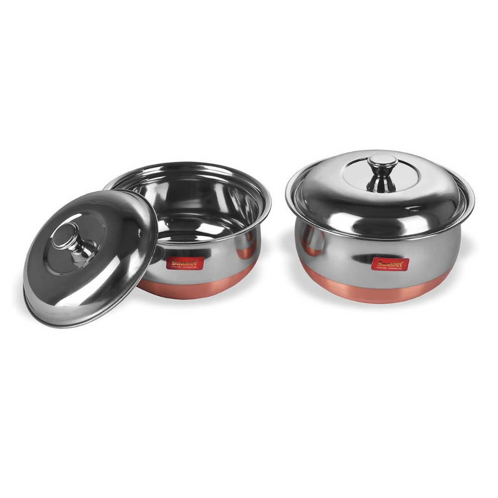 Sumeet Stainless Steel Copper Bottom Multipurpose Cook & Serve Handi With Lid - 2 Pcs Set | Grocsy