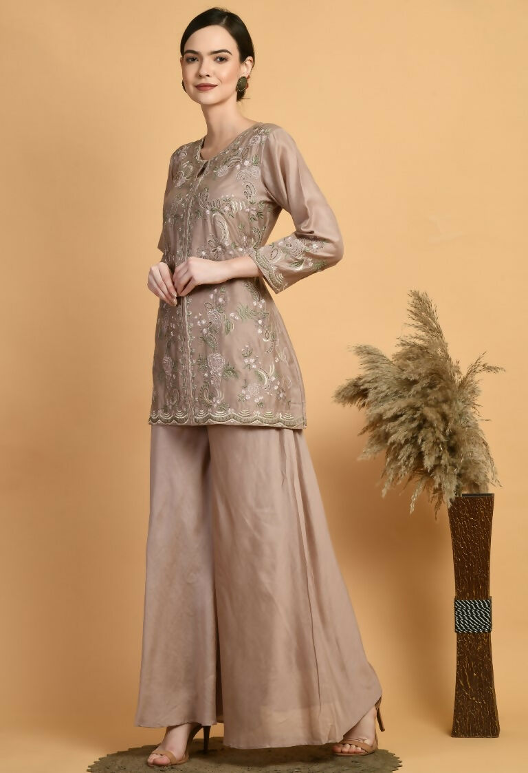 Joban Fashion Coffee Chanderi Kurta Set | Grocsy