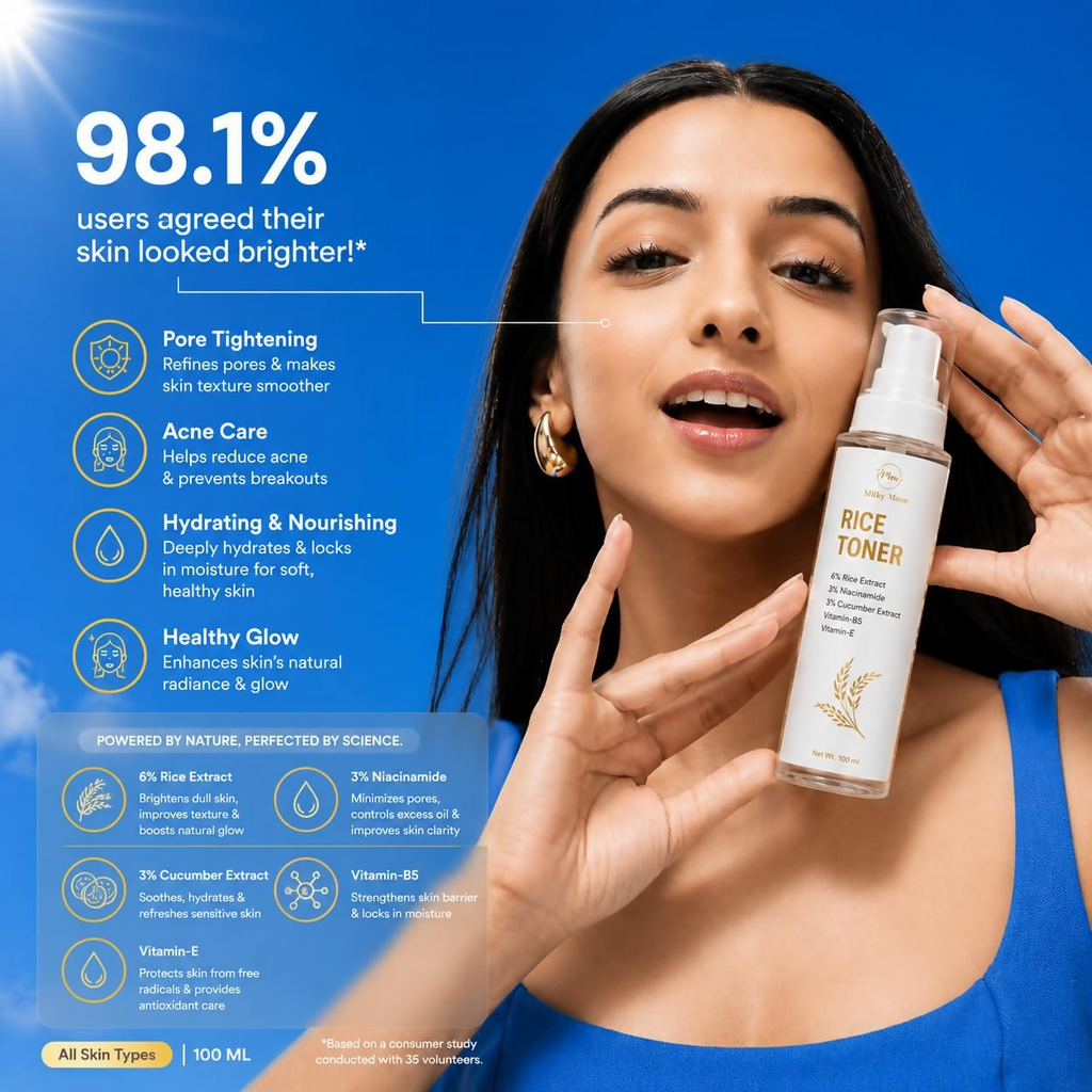 Milky Moon Rice Water Face Toner with Niacinamide & Ginseng For Clear, Glass Korean Skin | Grocsy