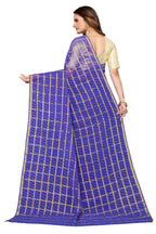 Vamika Ethnic Fire Blue Jari Work Chiffon Saree | Grocsy