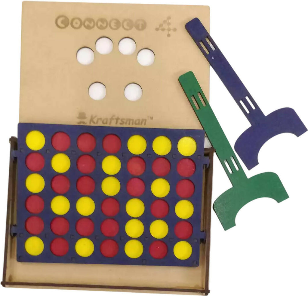 Kraftsman Get-4 In A Row Or Get-In-Line Wooden Game Of Strategy Game | Grocsy