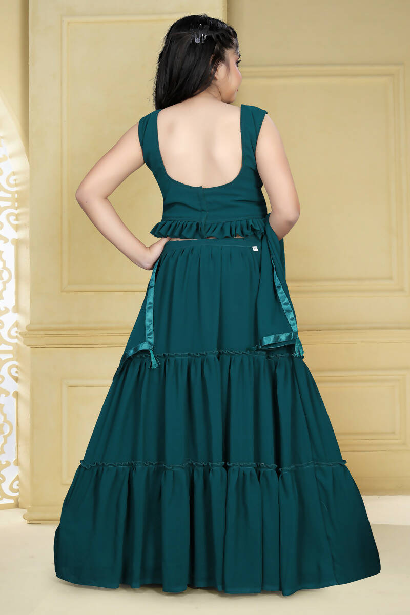 Wedding Designer Rama Georgette Kidswear Lehenga - Aaradhna | Grocsy