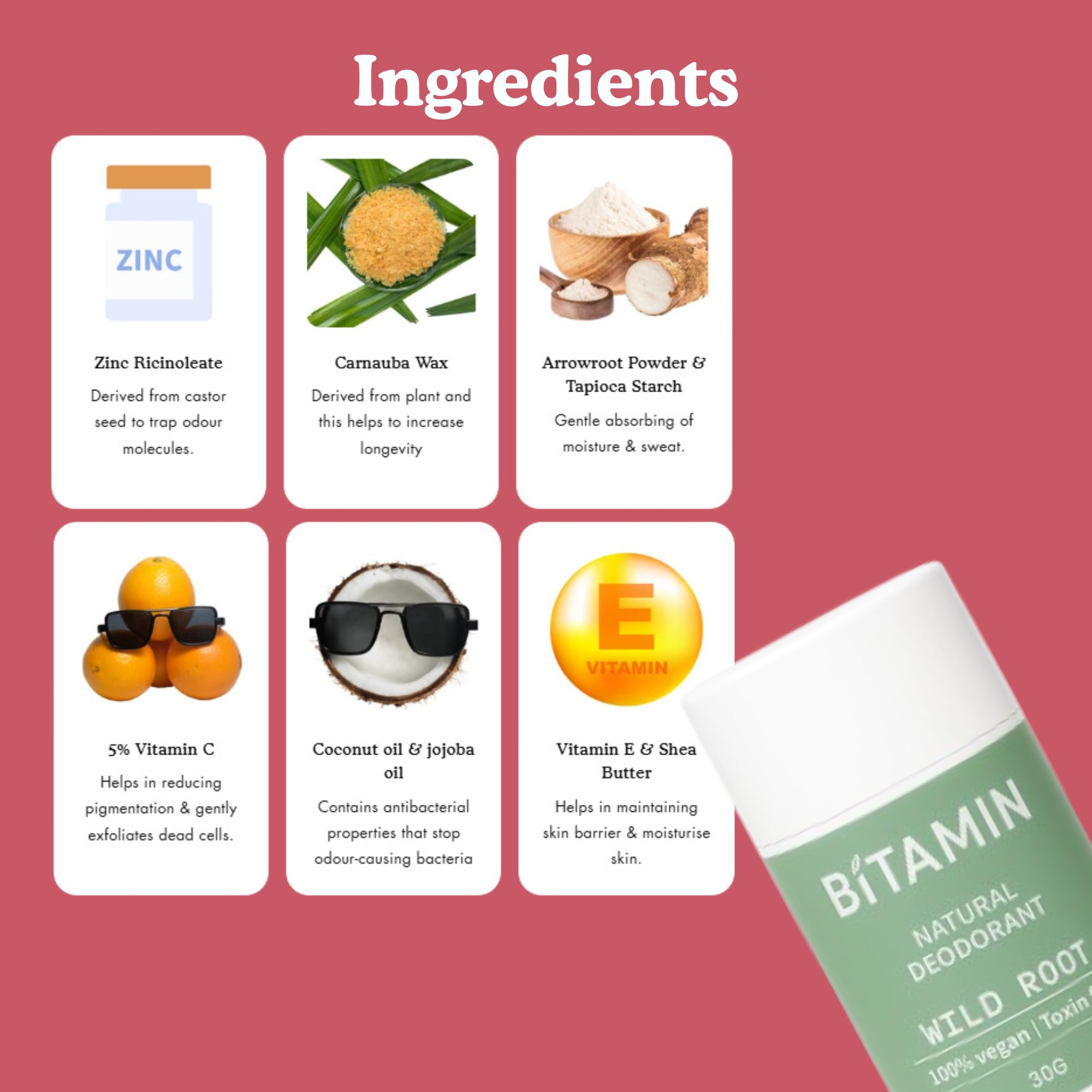 Bitamin Wild Root Natural Deodorant Roll On | Grocsy