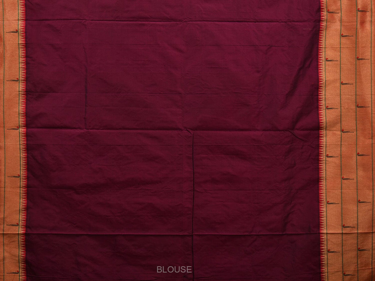 Wine Paithani Silk Handloom Saree with Pallu and Triple Muniya Border Design - Global Threads | Grocsy