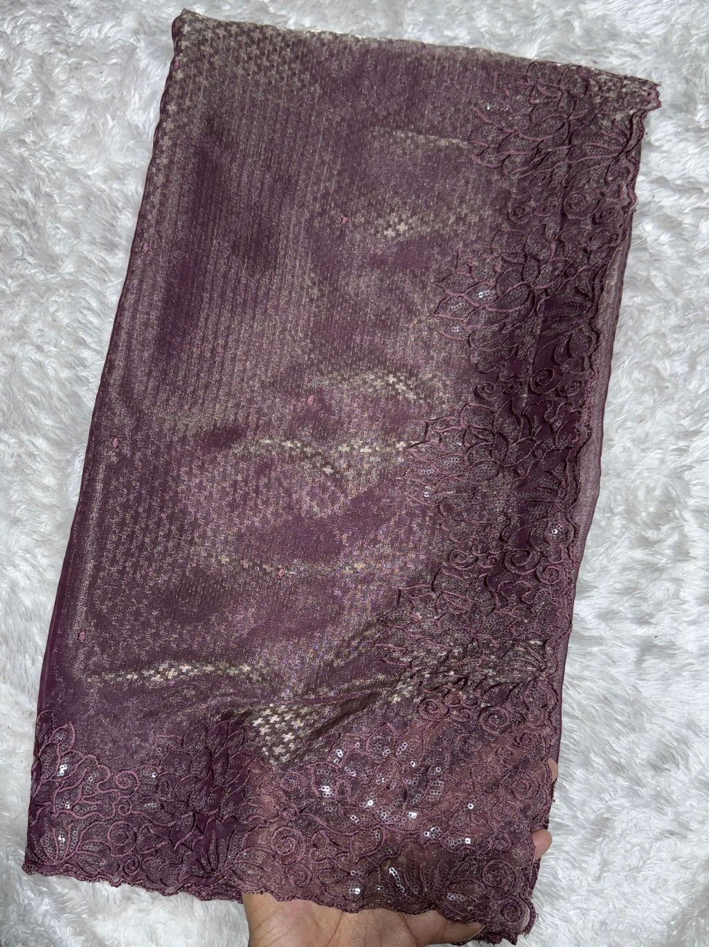 Evanik Wine Glass Satin Jecquard Weaving With Thread Sequence Work Saree With Blouse | Grocsy