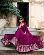 Evanik Women Pure Chanderi Plain With Zari Weaving Work Border Stitched Lehenga With Unstitched Blouse Dupatta(Up to 42) | Grocsy