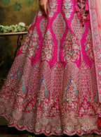 House of Panchhi Pink Pure Silk Moti & Zarkan heavy embroidery Lehenga choli & Dupatta | Grocsy