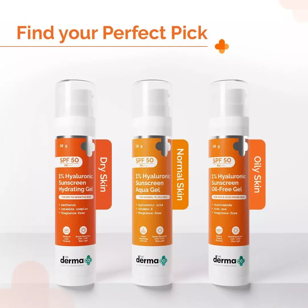 The derma co 1% Hyaluronic sunscreen oil free gel with SPF 50 & PA++++ | Grocsy