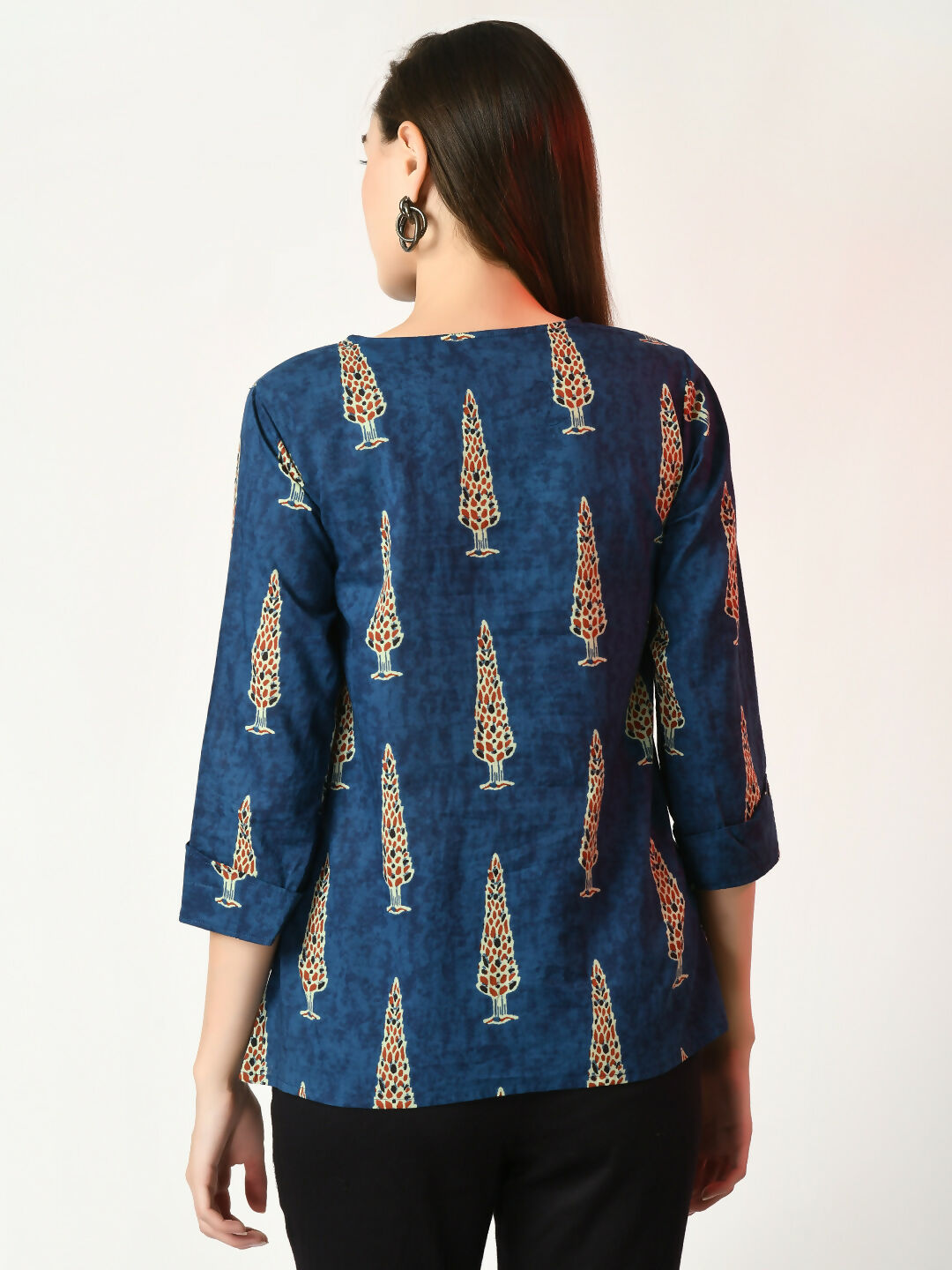 Myshka Women's Blue Printed Top | Grocsy