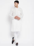 Even Apparels Pure Cotton Men's Kurta With Band Collar in White Color | Grocsy