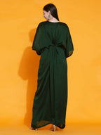 Women Republic Green Georgette Hand Embellished Kaftan Style Gown | Grocsy