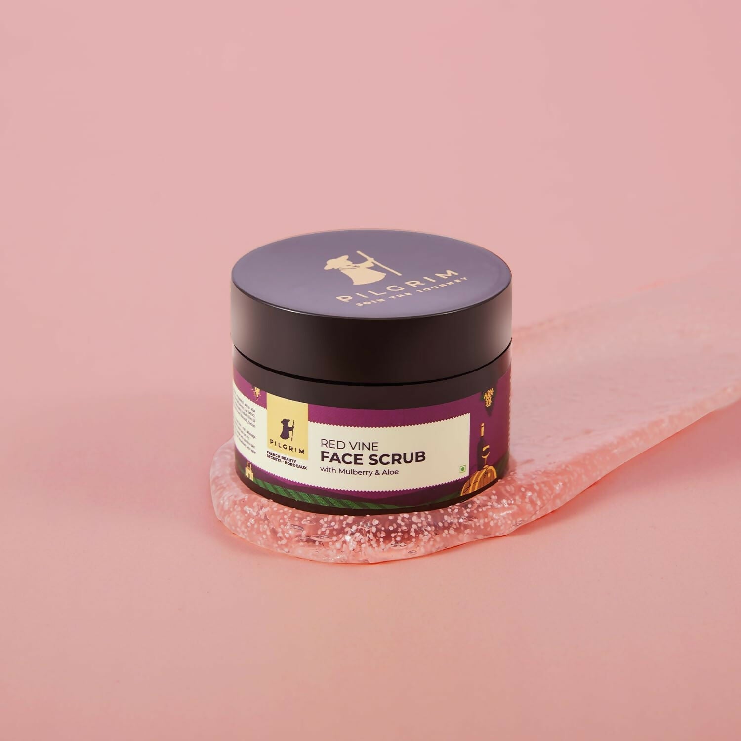 Pilgrim French Red Vine Face Scrub with Mulberry Extract & Aloe For Glowing Skin, Tan Removal, De-Pigmentation | Grocsy