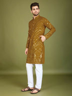 Vastranavya Yellow Exclusive Festival Wear Pure Viscose Rayon Embroidered Sequence Work Kurta | Grocsy