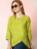 Myshka Women's Green Solid Top | Grocsy