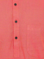 Even Apparels Red Pure Cotton Men's Kurta With Band Collar | Grocsy
