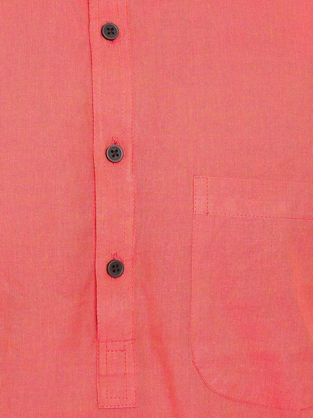 Even Apparels Red Pure Cotton Men's Kurta With Band Collar | Grocsy