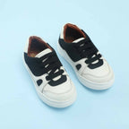Tiny Bugs Boys Lace Up Casual Shoes - White & Black | Grocsy