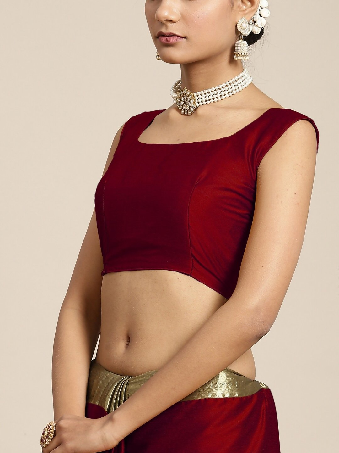 Saree Mall Maroon & Gold-Toned Zari Silk Blend Uppada Sarees | Grocsy