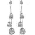 MS Fashion India Silver Color Oxidized Traditional Wear Hanging Three Jhumkas Earrings | Grocsy