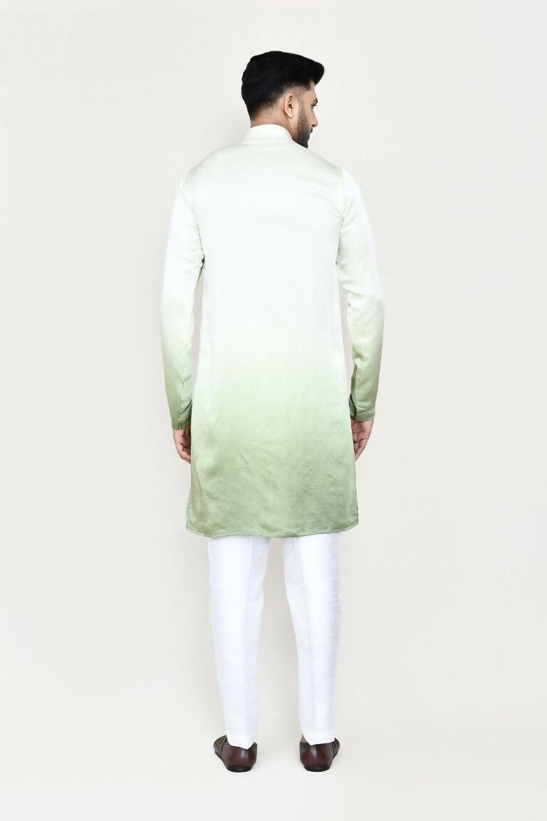 Joban Fashion Green Colored Satin Silk Fabric Kurta With Straight Fit Pant | Grocsy