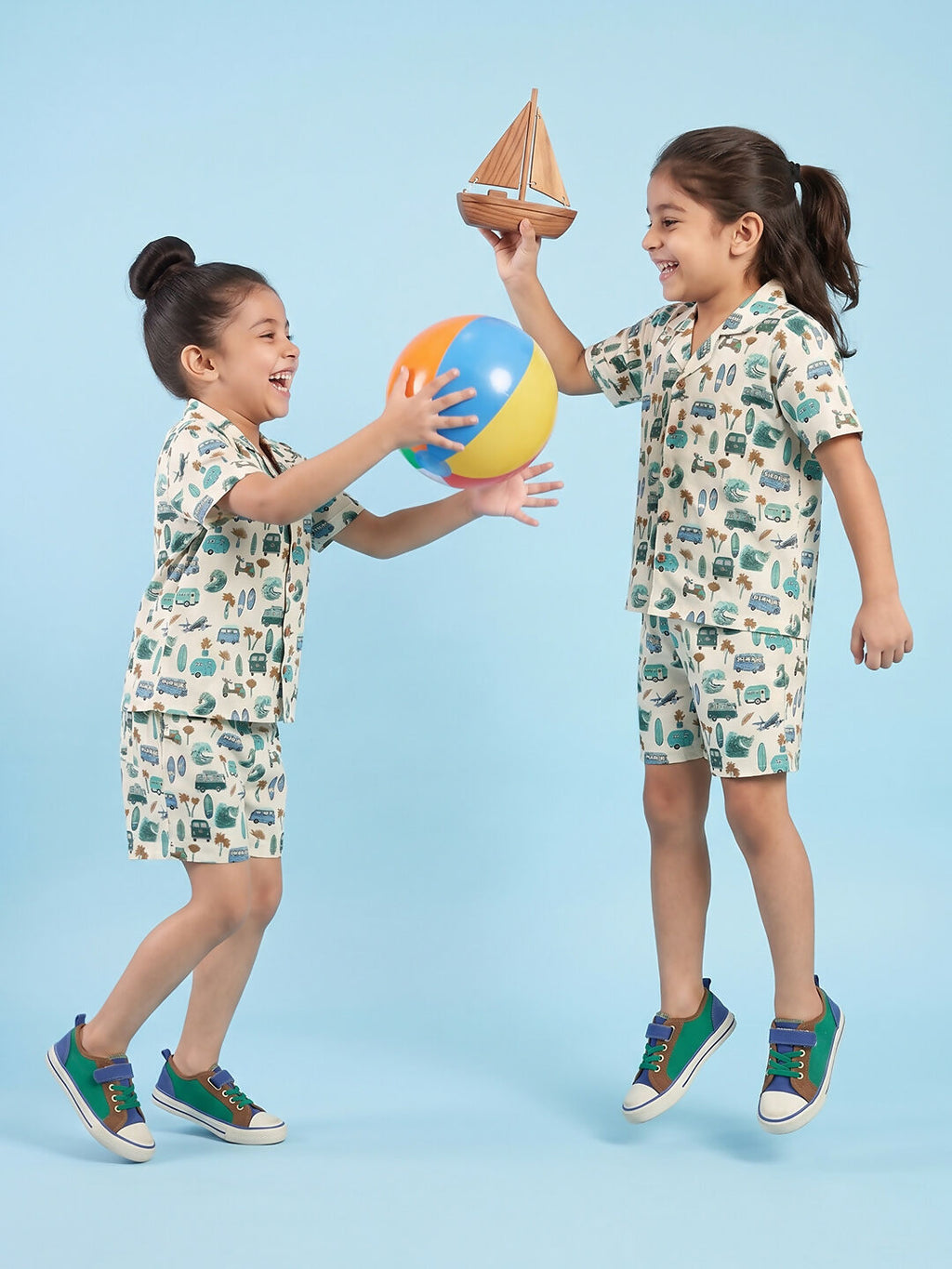 Breathables Woven Cotton Half Sleeves Beach Inspired Shirt & Shorts White | Grocsy