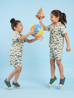 Breathables Woven Cotton Half Sleeves Beach Inspired Shirt & Shorts White | Grocsy