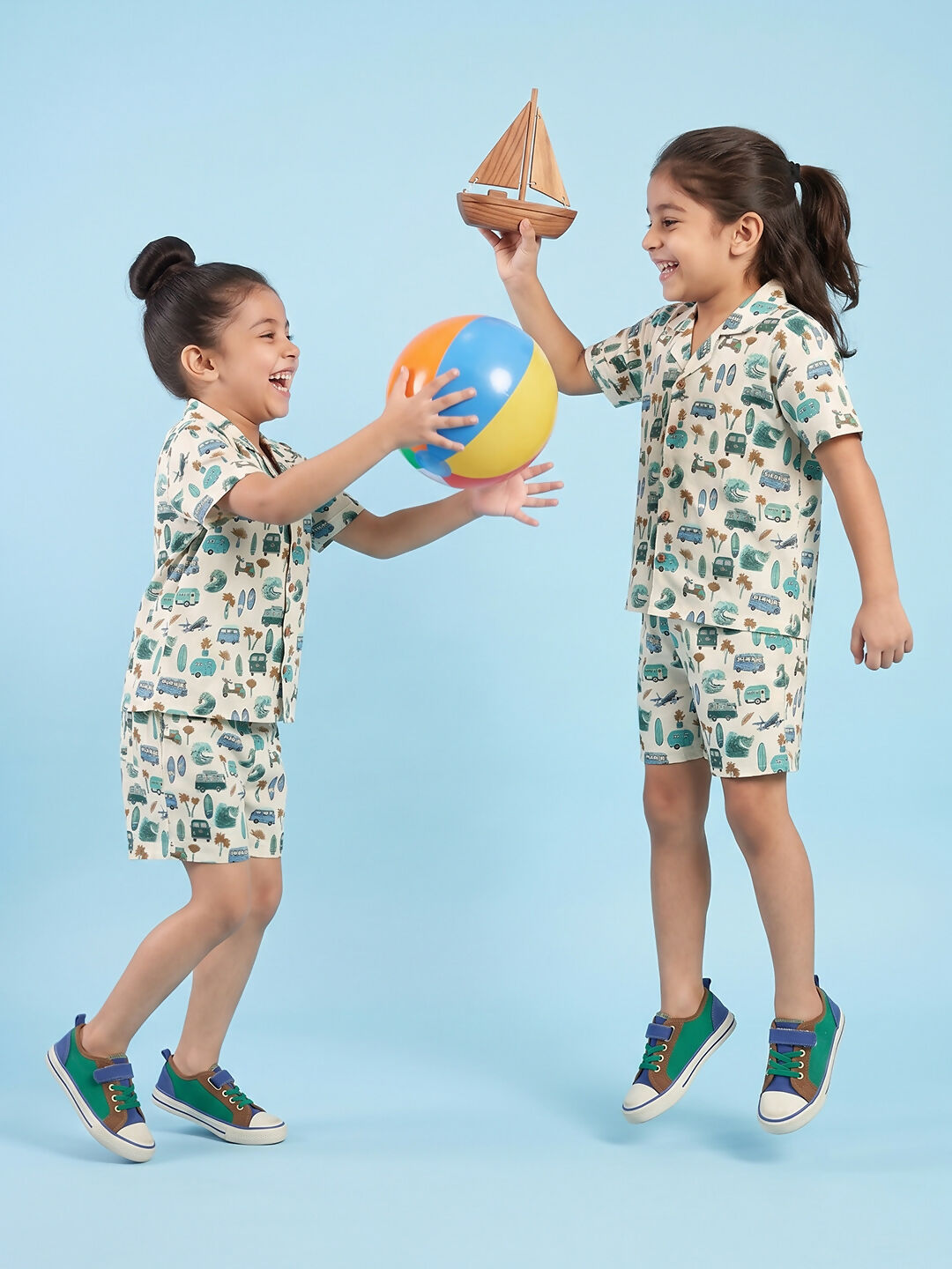 Breathables Woven Cotton Half Sleeves Beach Inspired Shirt & Shorts White | Grocsy