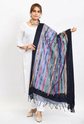 Mominos Fashion Moeza Women's Orgenza Multi Thread Mirror Work Navy Blue Dupatta | Grocsy