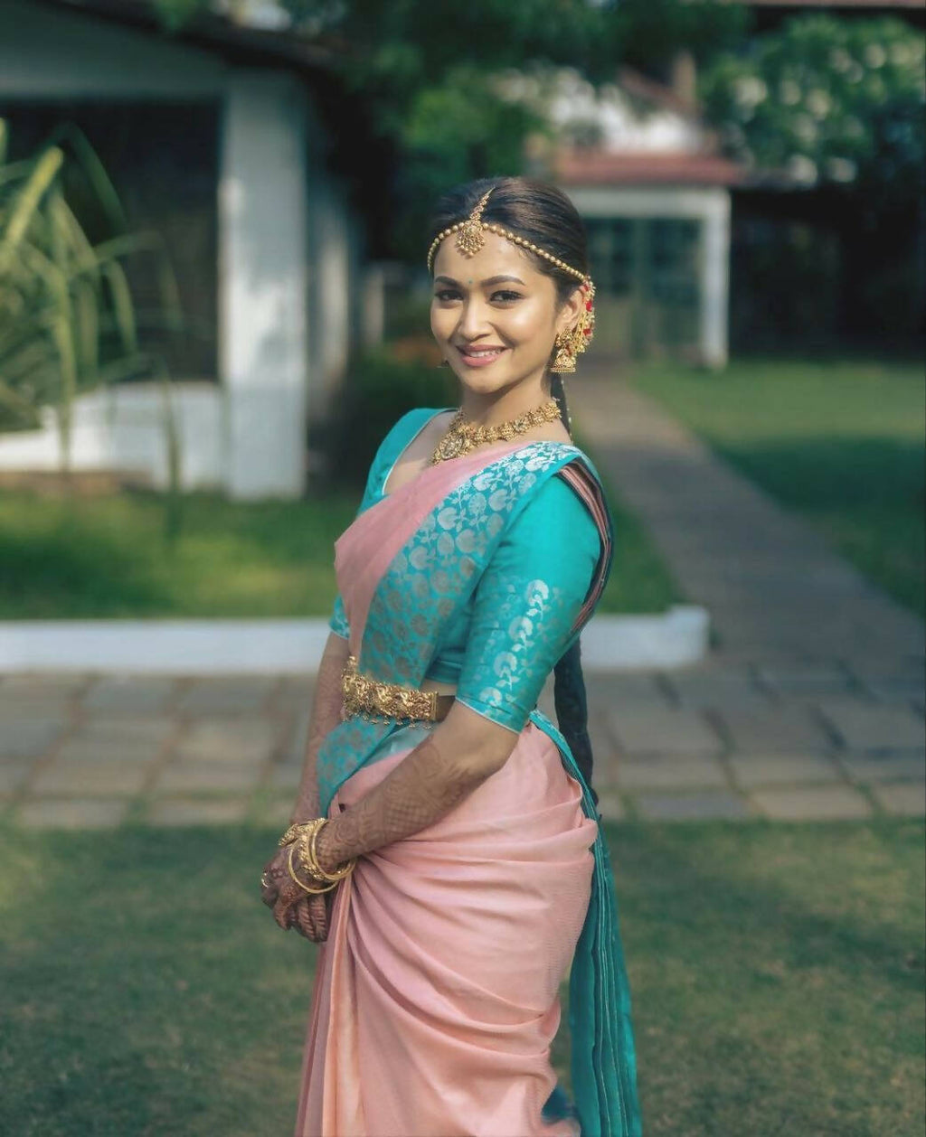 DEIANA'S Beautiful Designer Golden zari Soft Lichi Silk Saree - Peach | Grocsy