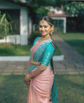 DEIANA'S Beautiful Designer Golden zari Soft Lichi Silk Saree - Peach | Grocsy