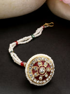 NVR Women's Gold-Polished CZ Stone-Studded Borla Maang Tikka | Grocsy