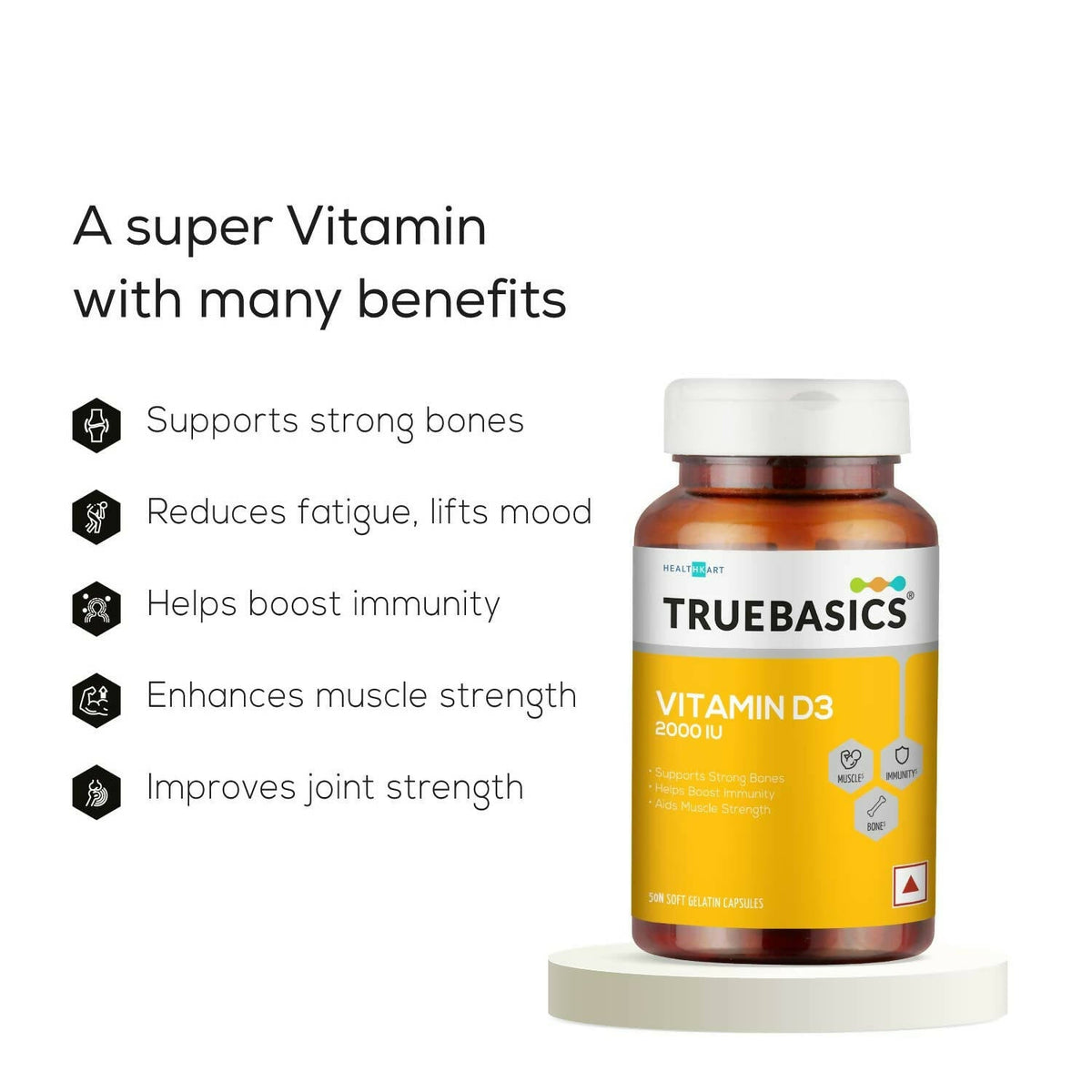TrueBasics Vitamin D3 2000 IU Capsules | Grocsy