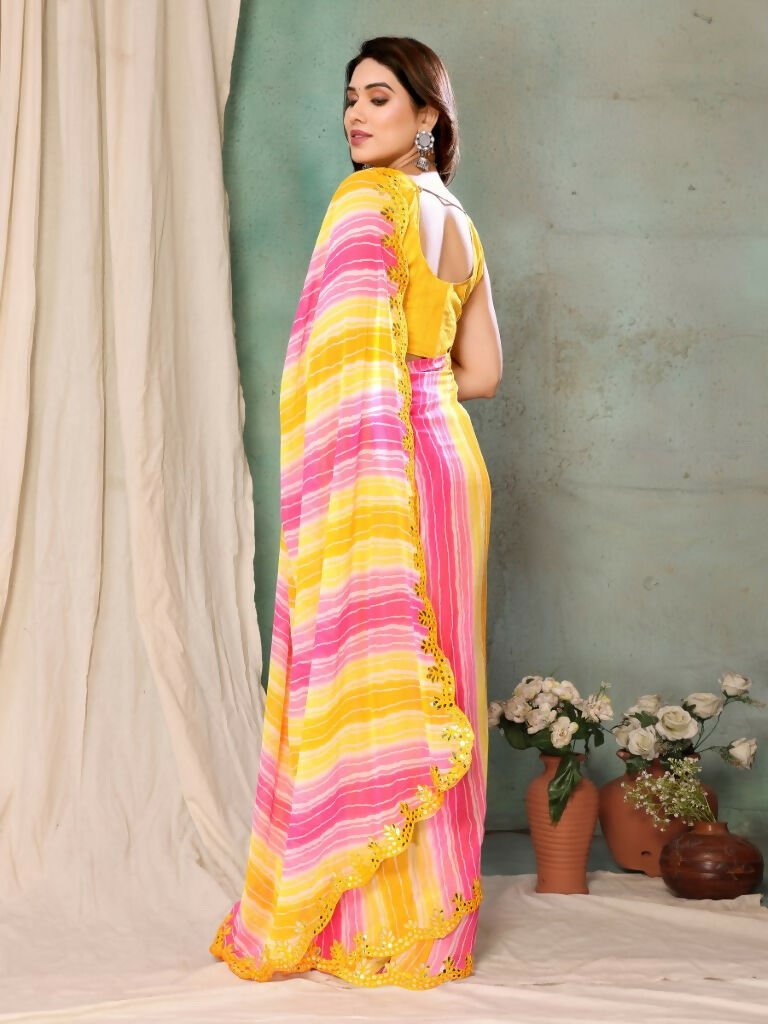 Aafreen Partywear Designer Lemon Georgette Fancy Saree | Grocsy