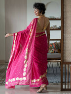 Suta Pink Floral Cotton Blend Saree | Grocsy