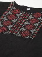 Yufta Women Black Yoke Design Thread Work Kurta with Trouser | Grocsy